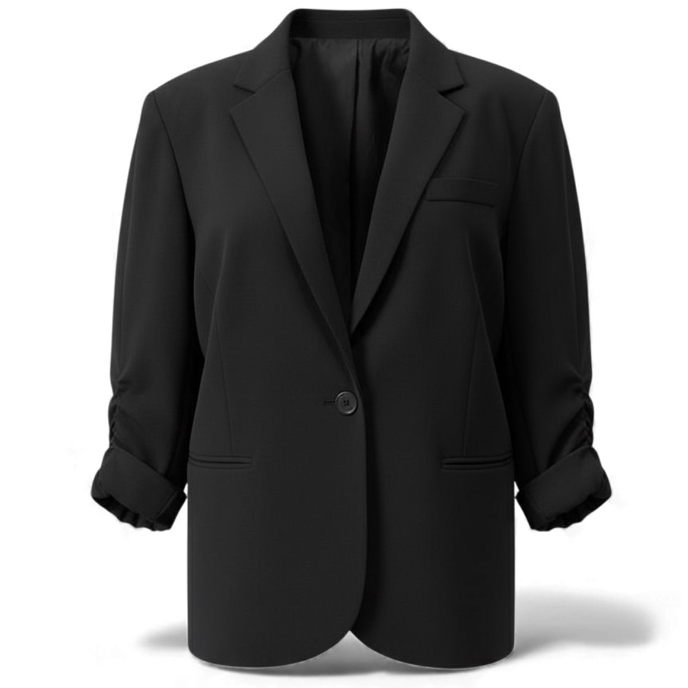 Michael Kors Classic Black Plus Size Blazer With Ruched Sleeves Women’s Size 14W